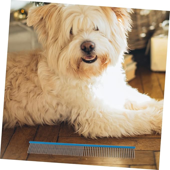 POPETPOP Daily Use Compact Pet Comb Ergonomic Design for Easy Grooming Wear-resistant Aluminum Smooth Edges for Comfortable Use for Dogs and Cats