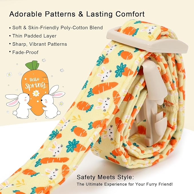 Easter Dog Collar for Giant Large Dogs - Cute Carrot Bunny Easter Collars for Boy Girl Dogs, Lightweight Adjustable Yellow Cartoon Holiday Dog Collar XL