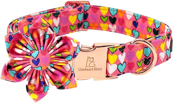 Lionheart glory Easter Dog Collar with Flower Carrot Print Dog Collar Girl Soft Durable Adjustable Collar Flower Spring Collar Dog Bow for Large Dogs