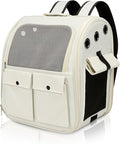 Airline Approved Cat Carrier Backpack - Ventilated Breathable Mesh for Small Dogs & Cats (15lbs), Soft Sided Dog Backpack for Hiking, Camping, Travel & Vet Visits with Padded Straps (White)