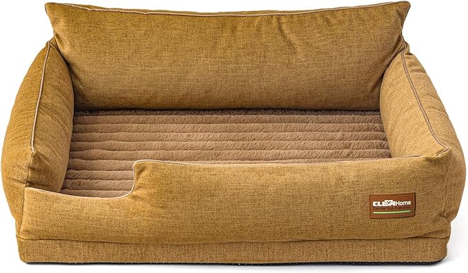 ClevaHome Comfort Orthopedic Dog Sofa Bed for Small Dogs and Cats – Water-Resistant, Washable Cover & Nonslip Bottom, Orthopedic Egg-Crate Foam Design
