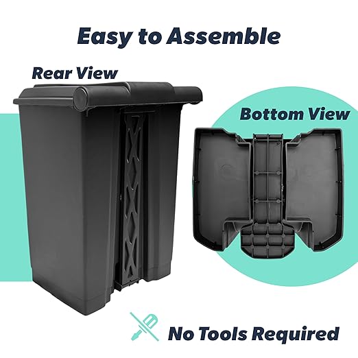 PawPail Essential Pet Waste Station, Outdoor Dog Poop Trash Can with Step-On Lid, Square Plastic Dog Waste Station, Black, 41 lb. Capacity
