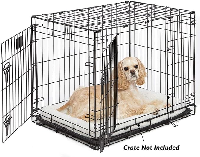 MidWest Homes for Pets QuietTime Dog Bed – White Fleece Bolster, Ultra-Soft and Machine Washable, Fits 30-Inch Crates and Carriers, for Medium Breed Dogs
