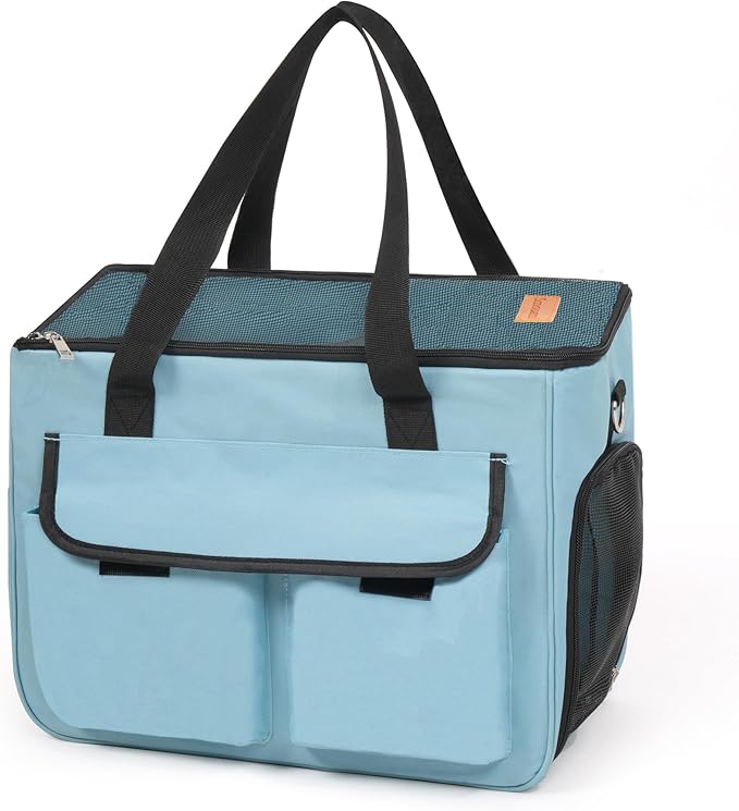 Cat & Dog Carrier for Pets Up to 15 Lbs, Airline Approved Soft-Sided Collapsible Pet Carrier for Cats & Dogs, Cat Carrier with Breathable Mesh, Padded Interior – Ideal for Car Rides, Daily Use(Blue)