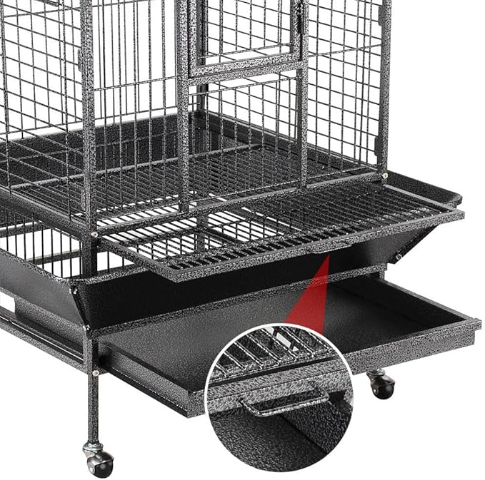 Yaheetech 63'' Bird Cage with Stand Wrought Iron Rolling Open Play Top Large Bird Cage for Mini Macaw African Grey Amazon Parrot
