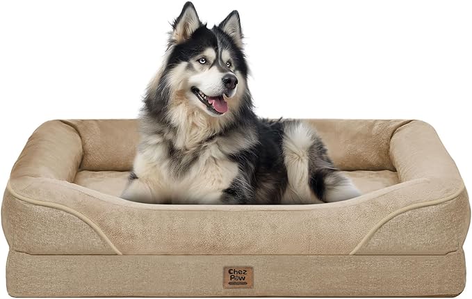 Orthopedic Extra Large Dog Bed - XXL Washable Giant Pet Couch Sofa with Removable Cover Waterproof Bolster for Large Size Dogs, 45x35