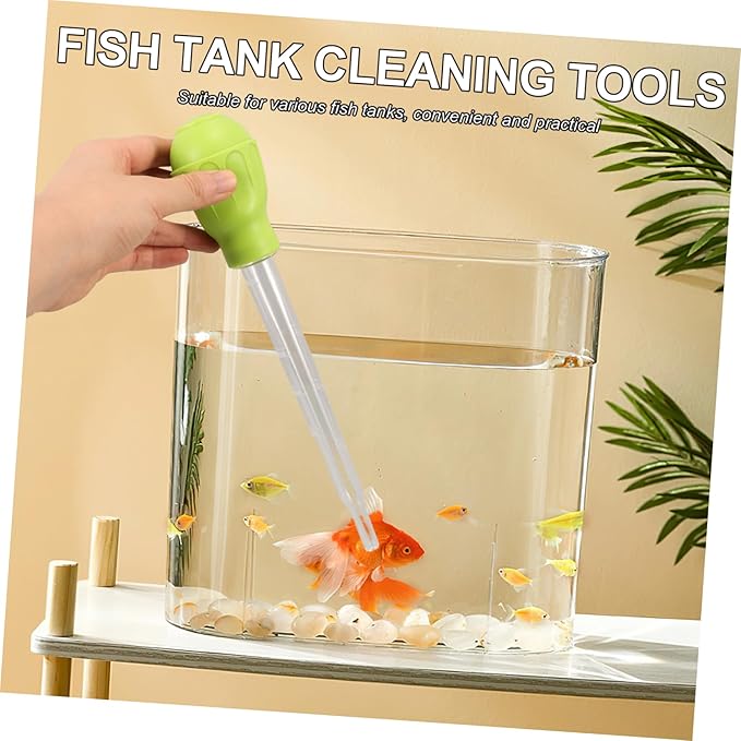 Happyyami 2pcs Manual Fish Tank Cleaner Gravel Adsorber Coral Feeder and Water Transfer Tool Compact Design for Easy Aquarium Maintenance and Waste Removal