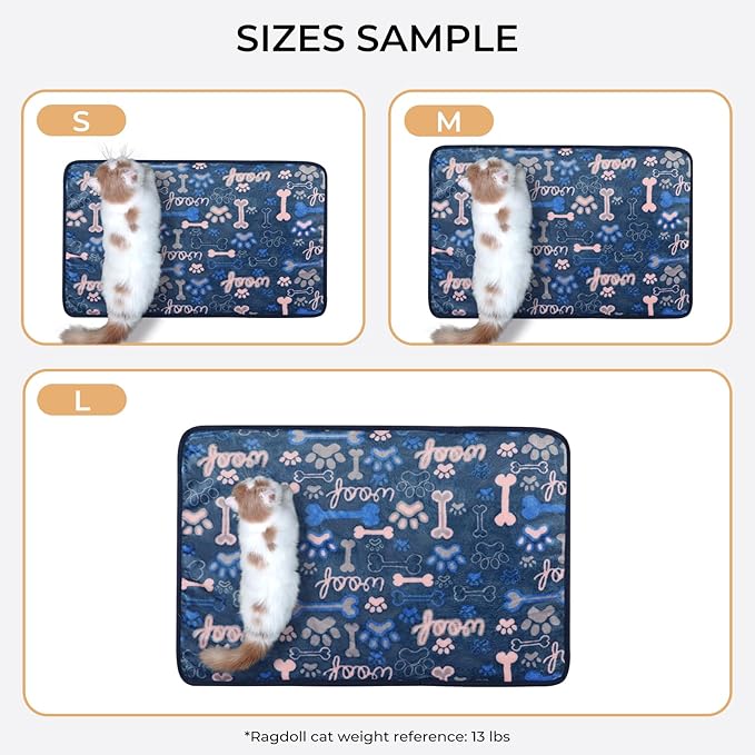 Luciphia 1 Pack 3 Blankets Fluffy Premium Fleece Pet Blanket Flannel Paw Bone Printed Throw for Dog Cat(Large 41"x31", Khaki/Blue/Navy)