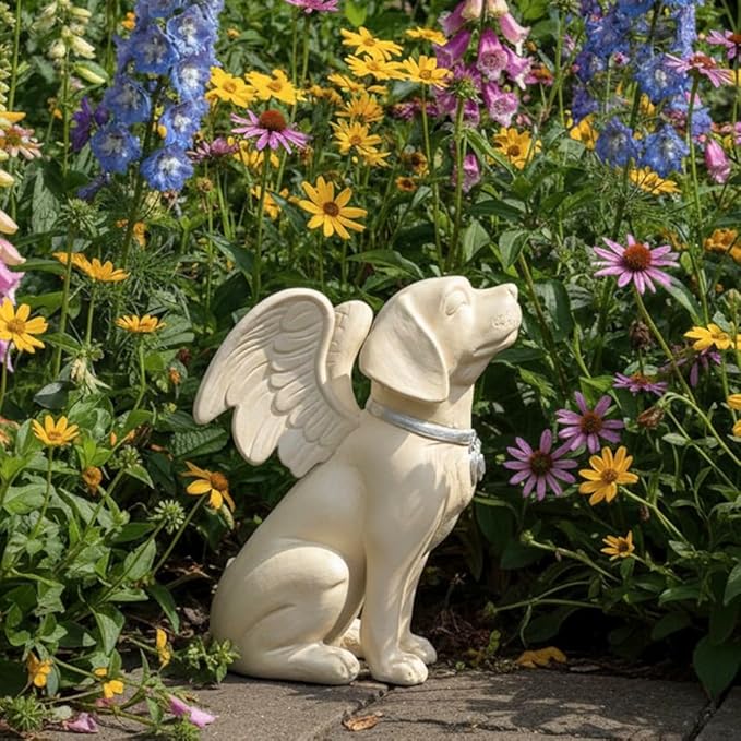 iHeartDogs Dog Memorial Gifts - Dog Angel Statue Garden Solar Light - Pet Memorial Figurine