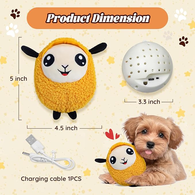 Interactive Moving Dog Toys, 2025 Upgraded Jumping Squeaky Moving Dog Ball, Rechargeable Plush Chew Toys for Small/Medium/Large Dogs to Keep Them Busy (Orange)