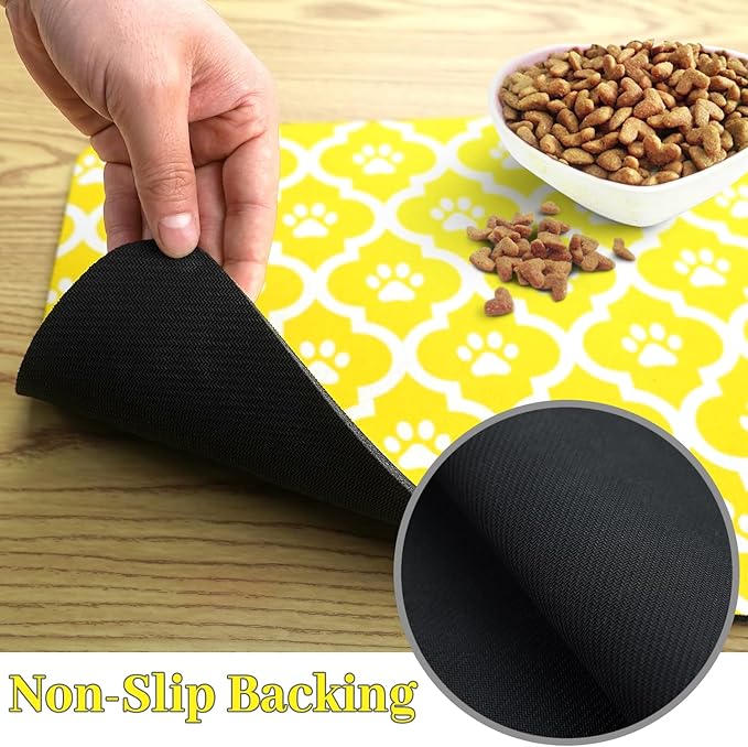 Dog Food Mat 16X24 Inch Pet Feeding Absorbent Mats for Floor Cat Water Bowl Placemats Non-Slip Washable Dog Mat for Food and Water