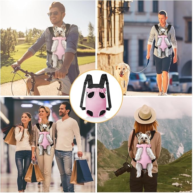 YUDODO Pet Dog Carrier Backpack Adjustable Dog Front Carrier, Legs Out Easy-Fit Dog Travel Backpack Carrier for Hiking Camping for Small Medium Dogs Cats and Rabbits (Small, Pink)