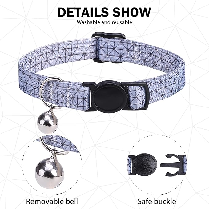 Breakaway Cat Collar with Bell & Cute Pendant, 2 Pack Kitten Collars with Safety Buckle for Girl Boy Male Female Cats, Puppies and Small Pet, Adjustable 8-12 Inch