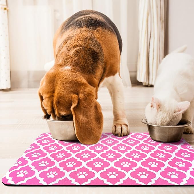 Dog Food Mat 24X32 Inch Pet Feeding Absorbent Mats for Floor Cat Water Bowl Placemats Non-Slip Washable Dog Mat for Food and Water