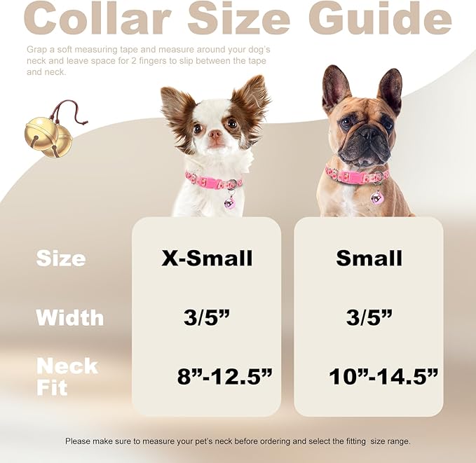 Small Dog Collar with Bell - Durable Nylon Collar for Small Breeds,Adjustable Cute Fruit Pattern Collar for Chihuahua Pomeranian Yorkie, Heavy-Duty for Active Puppies（Cherry S）