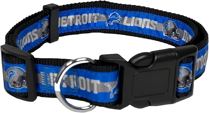 NFL Detroit Lions Dog & Cat Collar - Medium, Shiny & Colorful, Licensed by The NFL