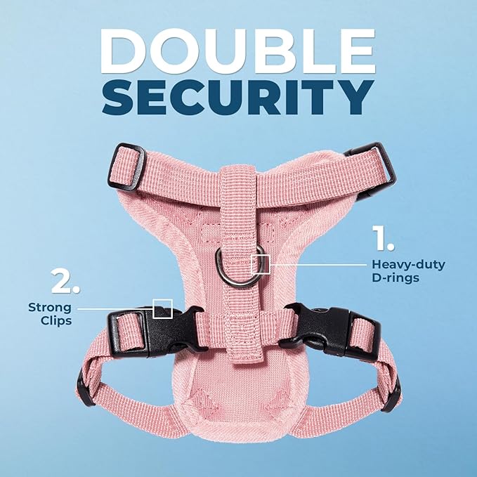 Voyager Escape-Proof Step-in Lock Cat Harness & 5ft Neoprene-Handle Leash Set All-Weather Mesh with Reflective Stitching for Small to Large Cats by Best Pet Supplies, Pink, XS