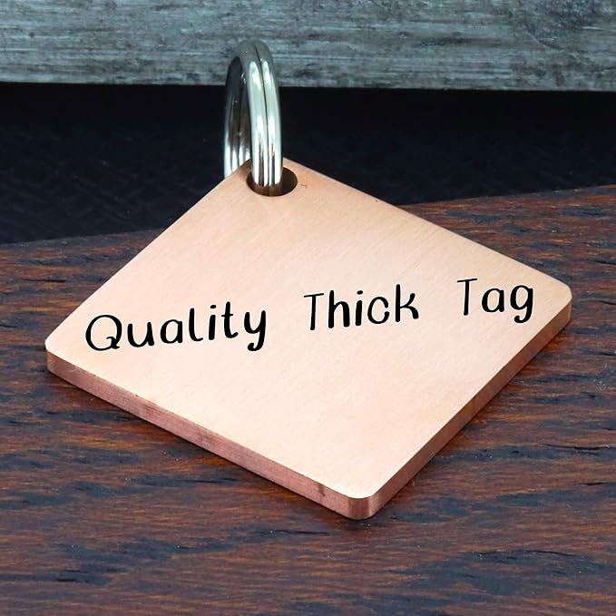 Ultra Joys Stainless Steel Pet ID Tag Dog Name Tags Personalized Front and Back Engraving, Customized Dog Tags and Cat Tag, Optional Engraved on Both Sides, Diamond Mountain Rose Gold Large