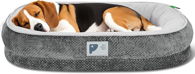 Dog Bed Medium Size Dog,Orthopedic Bed with Removable Cover&Non-Slip Bottom Couch Bed with Four-Sided Bolster Grey M