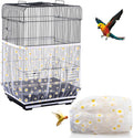 Bird Cage Seed Catcher, Seed Catcher Guard Net Cover, Parrot Nylon Mesh Net Cover, Universal Soft Airy Cage Net Stretchy Skirt for Round Square Cages (Daisy-White, 15.7" x87")