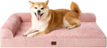 EHEYCIGA Memory Foam Dog Bed Large Size Dogs, Orthopedic Dog Bed Large with Washable Removable Cover, Waterproof Pet Sofa Couch with Nonskid Bottom, 36x27x6, Pink