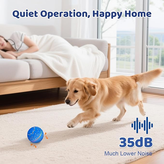 Interactive Dog Toys Ball - Smart Moving Bouncing Dog Ball with Colorful Lights, E-TPU Material, 3 Play Modes Automatic Rolling Dogs Toy for Small Medium Dogs Keep Them Busy(Blue)