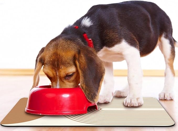 Dog Food Mats for Floors Waterproof, Cat Water Bowl Mats Pet Feeding Absorbent Mat Placemats for Food and Water Beige Bohemia 16 * 24 inch