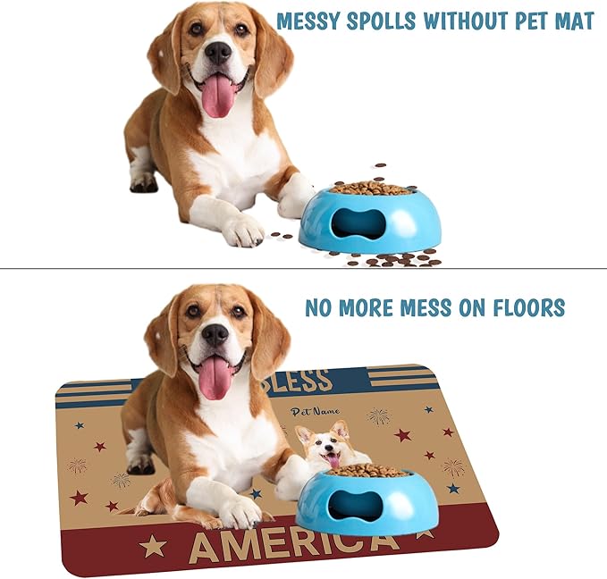 Personalized Dog Cat Mat with Name Photo Custom Placemat Feeding Mats for Food and Water Customized Non-Slip Waterproof Doormat for Bowls Outdoor Indoor Floors Gifts for Pet Owner