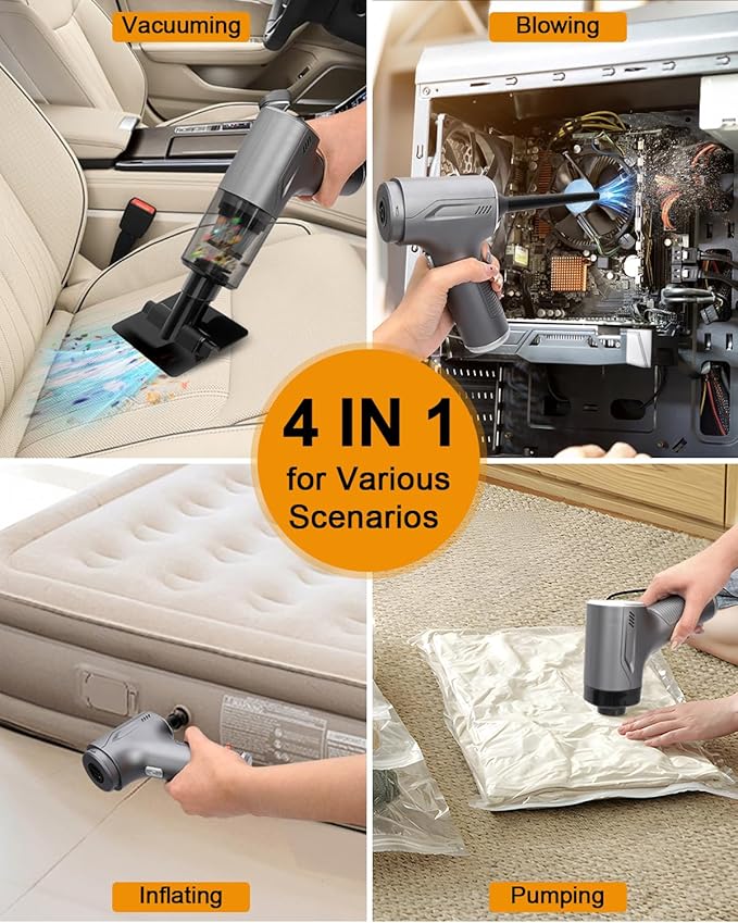 Car Handheld Vacuum Cordless 4 in 1, 20000PA Car Vacuums Cleaner Portable Brushless Motor High Power Suction, Mini Hand Held Dust Busters Rechargeable with Multi Accessories for Home/Pet