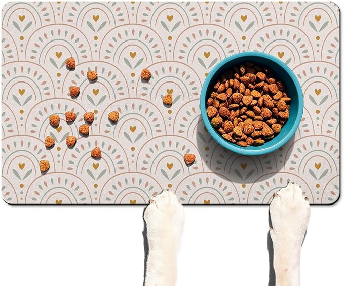 Absorbent Pet Dog Bowl Mat for Food and Water, Pet Cat Food Feeding Mat with Non Slip Rubber Backing, Dog Food Mats for Floors Waterproof, 24"x32"