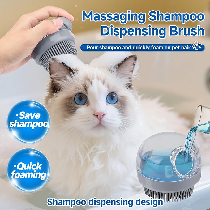 Pet Steam Brush for Dog & Cat – shower bath brush – Steam for Shedding & Grooming Water Brush for Long & Short Haired Pets Spritz Defur Comb 3-in-1 Spray Hair Removal Comb Includes 1*Waterless Shampoo