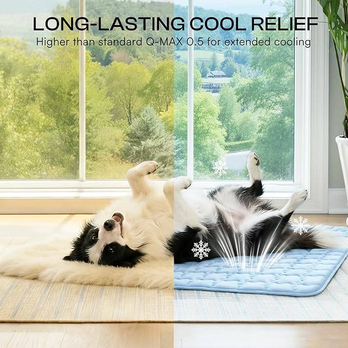 Luciphia Premium Dog Cooling Mat Non-Slip Q-MAX>0.5 Self-Cooling Pad for Small Pet Cat Indoor Portable Kennel Puppy Bed for Summer Crate Pad for Dog Washable Light Blue 20x30 inches