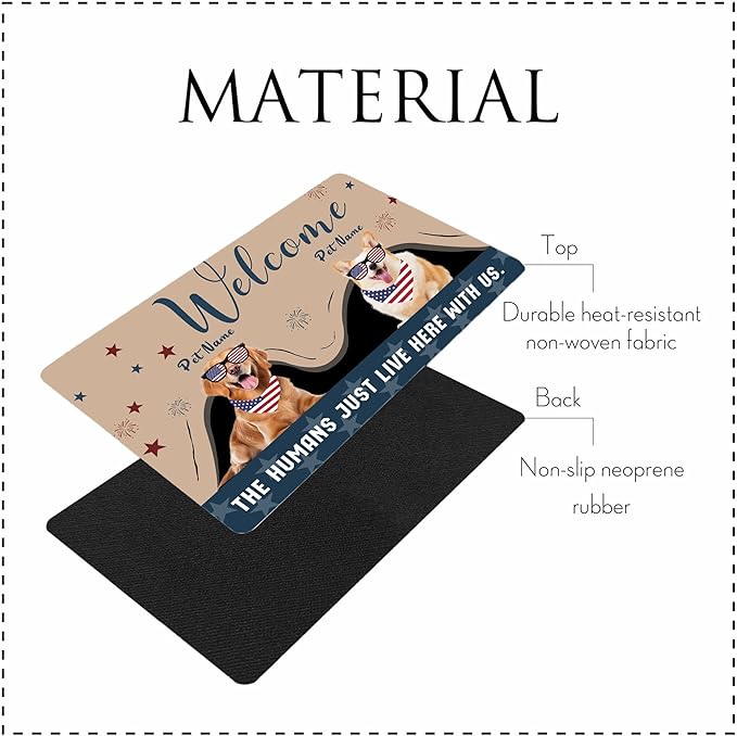 Personalized Dog Cat Mat with Name Photo Custom Placemat Feeding Mats for Food and Water Customized Non-Slip Waterproof Doormat for Bowls Outdoor Indoor Floors Gifts for Pet Owner