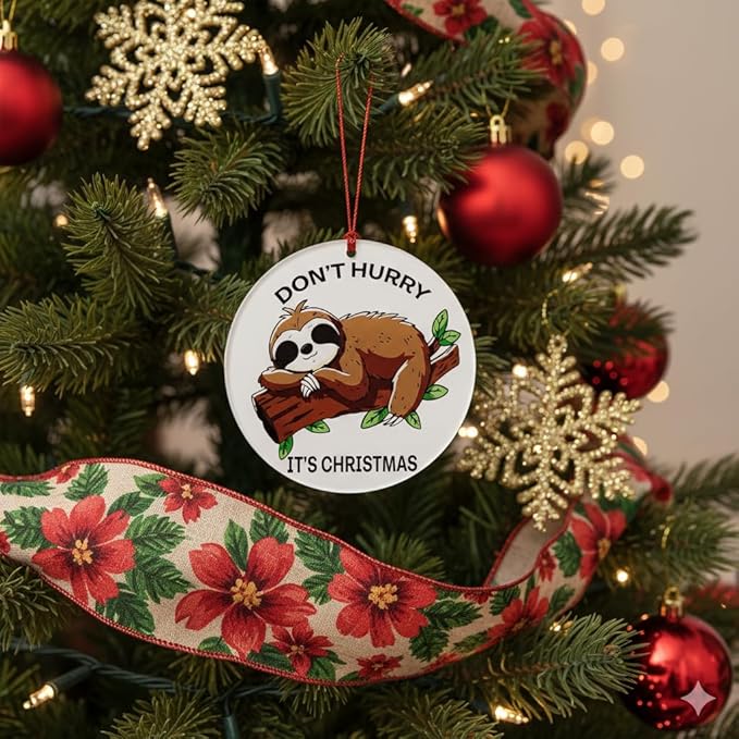 Sloth Ornament, Sloth Gifts for Women, Christmas Ornament 2025 Funny Lazy Animal Christmas Decoration, Cute Woodland Ornament for Tree, Unique Animal Lovers Gift, Relaxed Holiday Decor Idea