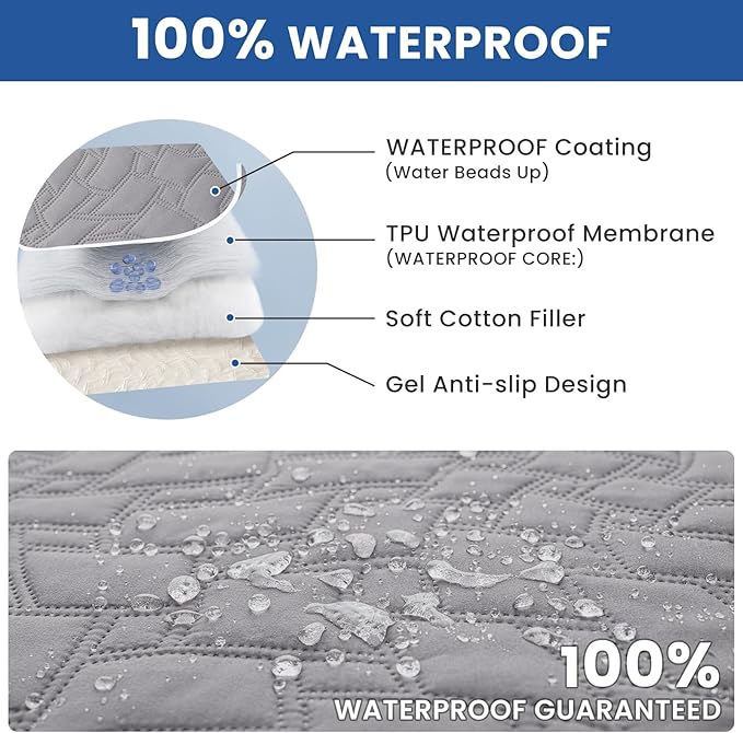 Waterproof Couch Covers for Pets, Waterproof Dog Bed Cover, Anti-Slip Soft Dog Blankets, Couch Cover for Dogs Washable, Pet Blanket for Puppy Large Dogs Cat (30x70 Inch, Light Grey)