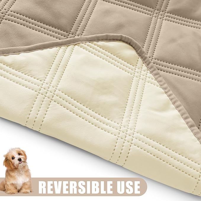 Smiry Waterproof Dog Bed Cover Blanket 40x70, Soft Reversible Pet Blanket, Washable Leakproof Cats Dogs Couch Cover for Sofa, Couch, Furniture, Taupe/Beige