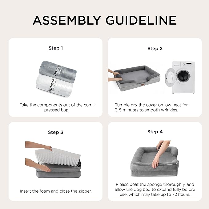 Bedsure Orthopedic Dog Beds Large Sized Dog - Washable Large Dog Cat Bed Waterproof, Comfort Dogs Couch Sofa with Washable Removable Cover, Pet Bed with Nonskid Bottom, Hazel, 35"