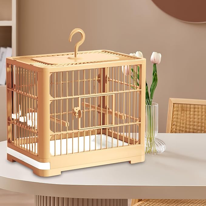 2025 New Carry Cage for Parakeet Portable 30x23x26cm Bird Travel Carrier Cage with Pull Out Tray Hook Handle Easy Transport Install for Various Birds Macaws Sparrow Conures Cockatiels