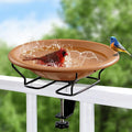 Bird Bath Deck Mounted 12 Inches, Deck Adjustable Steel Clamp 3.5 Inches, Balcony Railing Birdbaths Unheated(Brown)