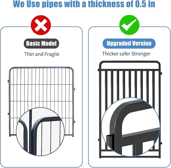 New Thickened Version Dog Playpen, 40 Inch Dog Fences for The Yard, Portable Outdoor Dog Playpen for Large/Medium/Small Dogs, Foldable Metal Dog playpen, with Doors (40 Panels, 40 Inch)