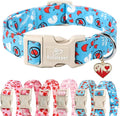 Valentines Dog Collar, Blue Heart Dog Collar, Cute Loving Heart Printed Collar with Quick Release Plastic Buckle for Boys&Girls Dogs, X-Large