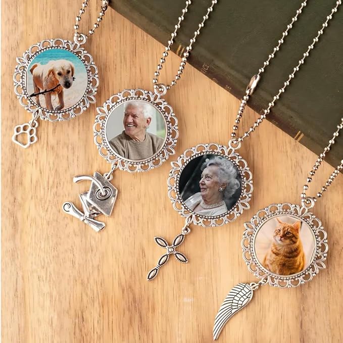 Custom Pet Photo Car Charm, Personalized Pet Memorial Rearview Charm, Paw Dangle Keepsake, Dog Cat Loss Gift, Personalized Car Photo Ornament, ereavement Sympathy Gifts for Loss of Loved Ones /1