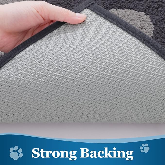 Buganda Dog Door Mat for Muddy Paws, Absorbent Dirt Trapper Washable Indoor Doormats, Non Slip Low-Profile Mud Mat for Dogs, Front Entrance Doormat for Inside Floor (36x24 Inches, Dark Grey)