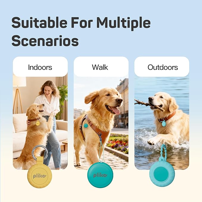 Plike Smart Pet Tracker for Apple Find My (iOS only), Dog Tracker Tag with Silicone Cover, Scan QR for Instant Location Alerts, No Monthly Fee, Anti-Lost Tracker for Dogs & Cats