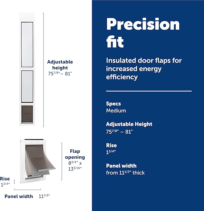 PetSafe Extreme Weather Sliding Glass Pet Door - Energy Efficient Entry for Dogs & Cats - Triple Flap with Magnetic Seal - Durable Aluminum Frame - Easy Install - Mediume