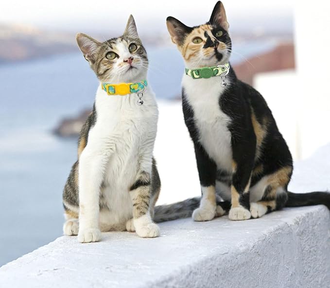 azuza 4 Pack Cat Kitten Collar Breakaway with Bell Quick Release Safe Buckle Adjustable Cat Kitten Collar