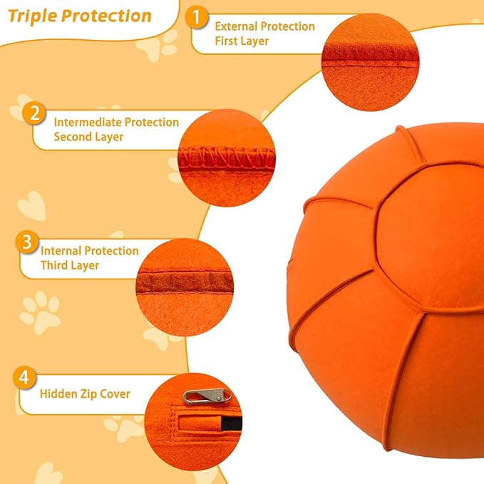 Herding Ball for Dogs, Dual Layered Herding Dog Ball Set for Australian Shepherd, Cattle, Collie, for Dog, Agility Equipment- Free Training Book (Orange, 18 inch)