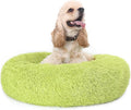 Calming Dog Bed for Medium Dogs Washable Donut 30 inches Anti-Slip Pet Bed,Round Fluffy Plush Faux Fur Cat Bed,Fits up to 45 lbs Pets,Grey