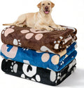 Premium Dog Blankets for Large Dogs & Cat Flannel Blanket Washable, Soft Pet Throw Cover for Kennel Crate Bed, Cute Paw Pattern, 41x31 inch,Blue/Black/Brow