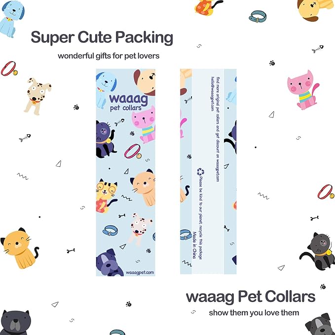 WAAAG Cat Collars, Gold Moons and Stars Cat Collar, Safety Breakaway Cat Collar, Glow in The Dark (Standard 9"-15" Neck, Coral Pink)